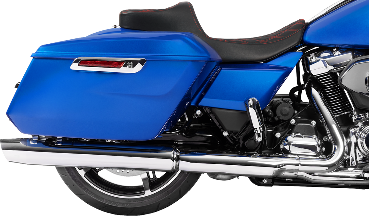 Drag Specialties Extended Reach Predator III Seat – Double Diamond – Red Stitching – Vinyl – FLH/FLT '23-'24 – view 4
