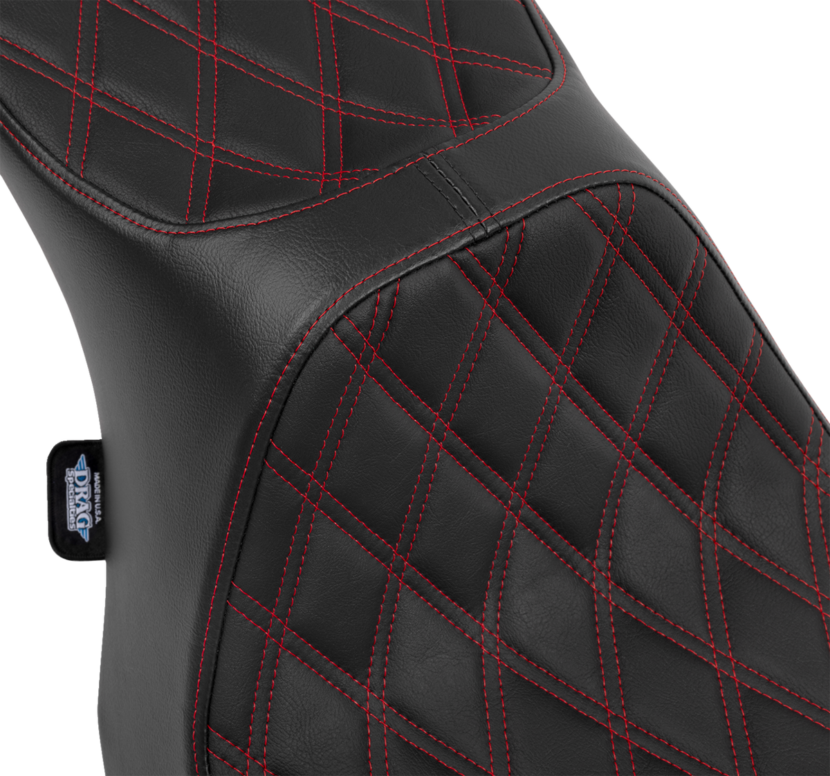 Drag Specialties Predator III 2-Up Seat – Vinyl – Double Diamond – Red Stitching – FLT/FLH '23-'24 – view 4