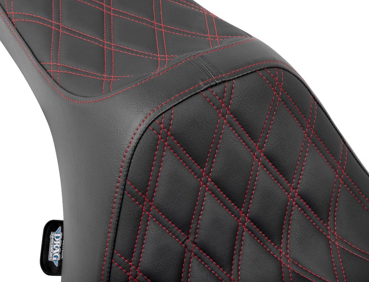 Drag Specialties Predator III Seat – Double Diamond – Red Stitched – FLT/FLH '23-'24 – view 4