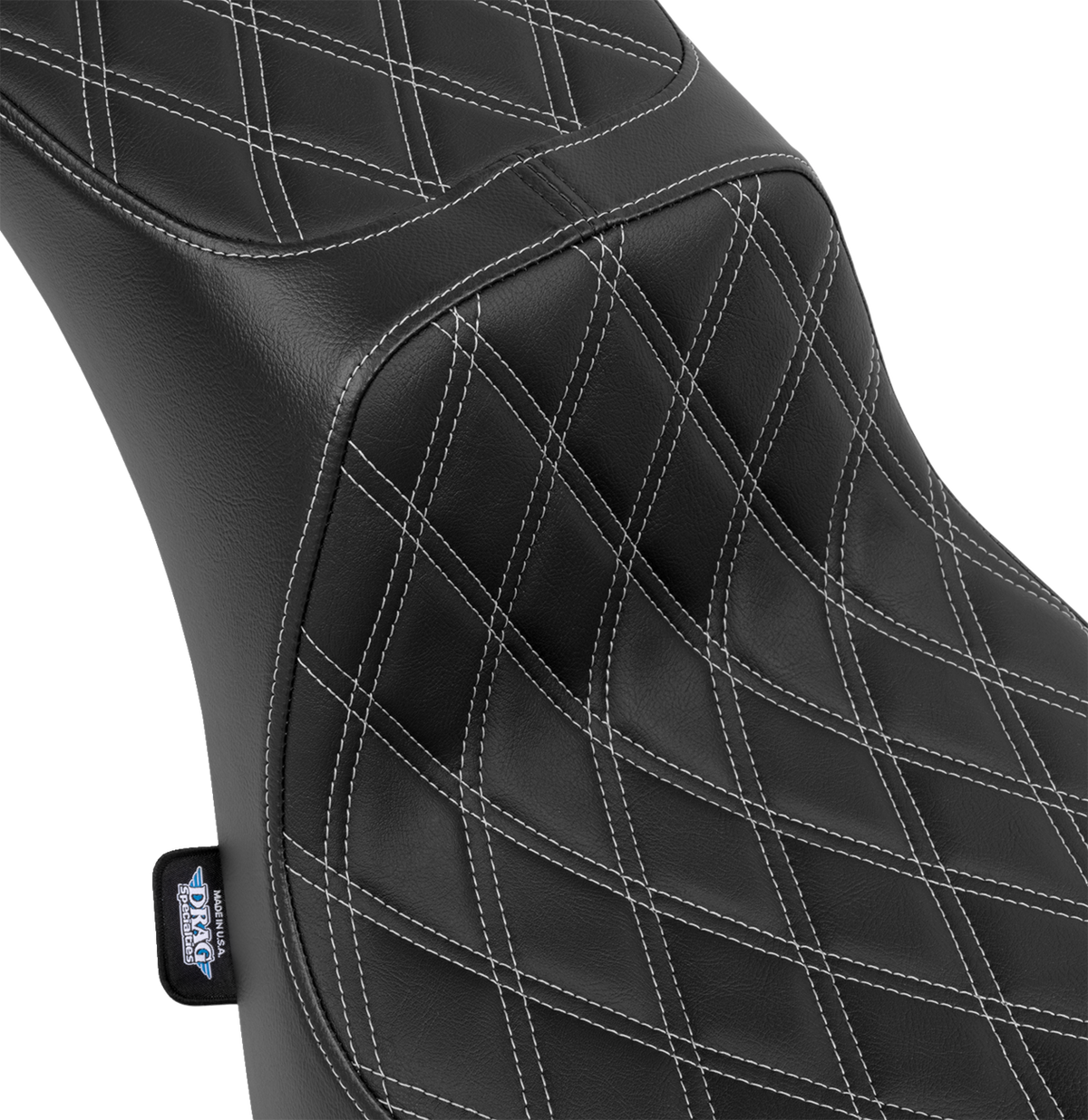 Drag Specialties Performance Predator 2-Up Seat – Vinyl – Double Diamond – Silver Thread – FL '00-'17 – view 4