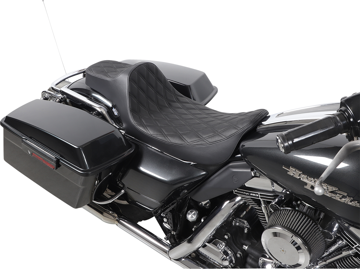 Drag Specialties Extended Reach Predator III Seat – Double Diamond – Black Stitching – FL '99-'07 – view 6