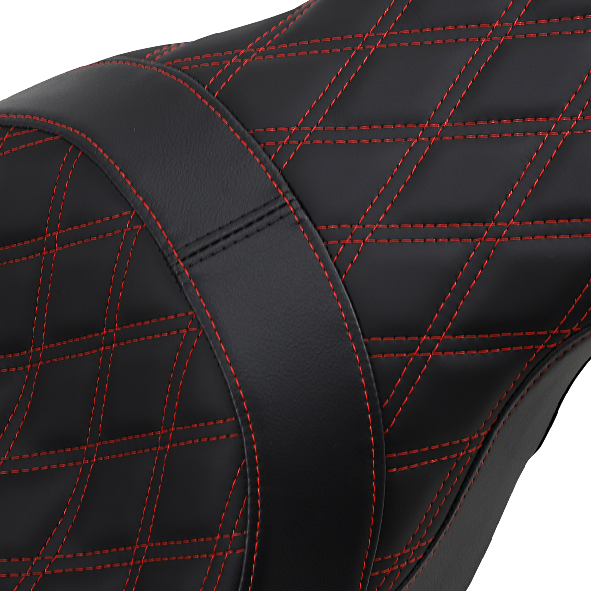 Drag Specialties Forward Positioned Predator 2-Up Seat – Double Diamond – Red Stitched – FL '08-'23 – view 2