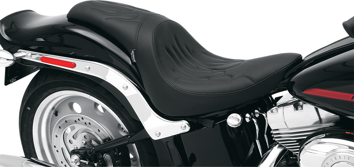 Drag Specialties Predator Seat – Black – Flame Stitched – FL/FX '06-'17 – view 3