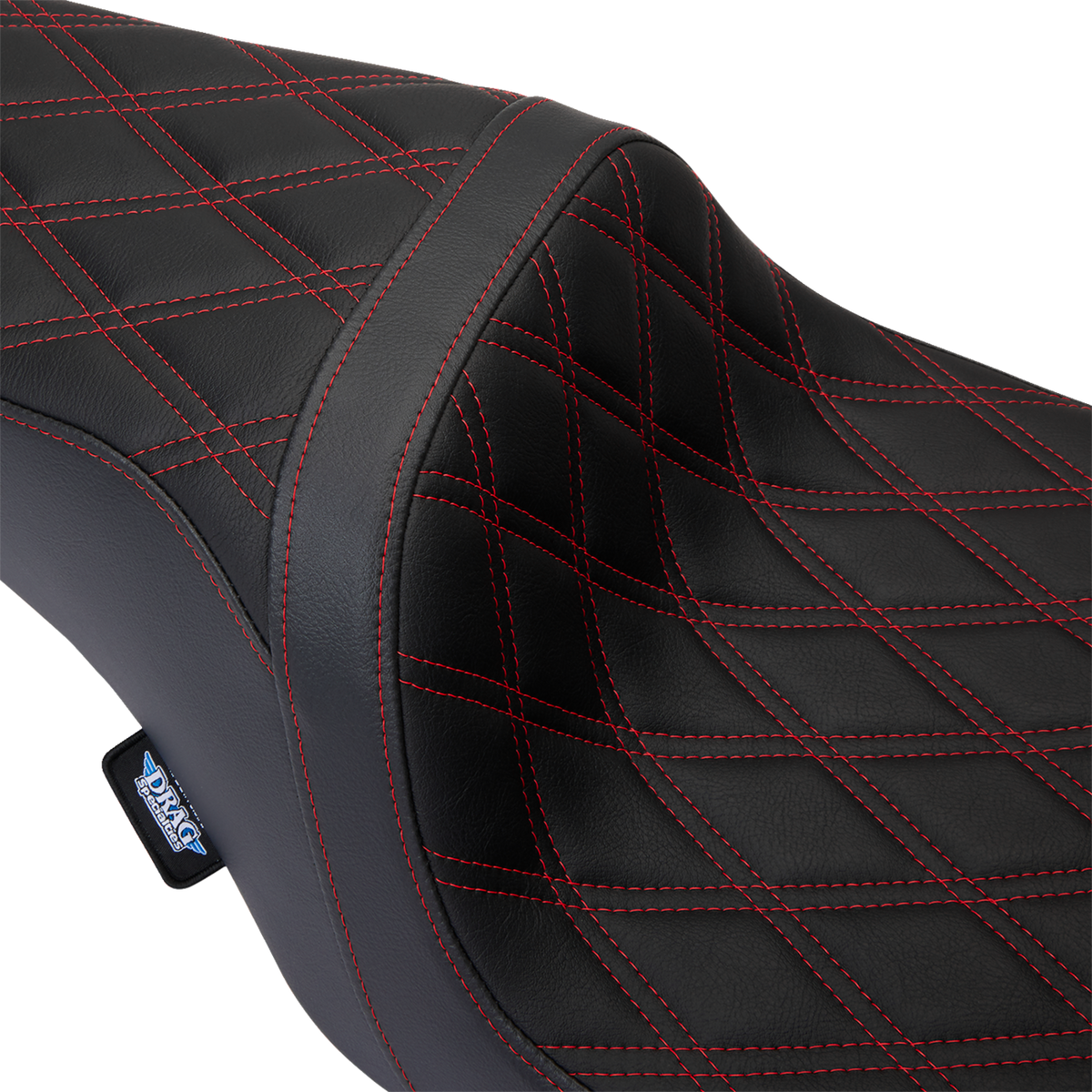 Drag Specialties Predator 1Up Seat – Vinyl – Double Diamond Red Stitch – FLH '08-'23 – view 4