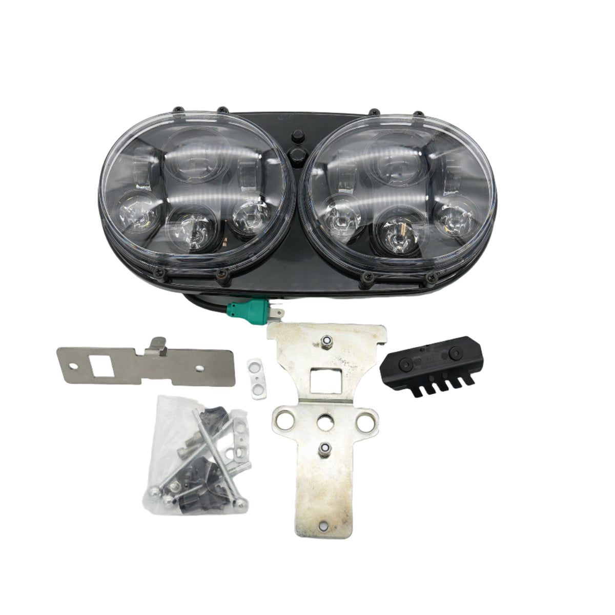 Used - Dual LED Projector Headlight Lamp Compatible For Harley Road Glide FLTR 1998-2013(Black) #1 - view 3