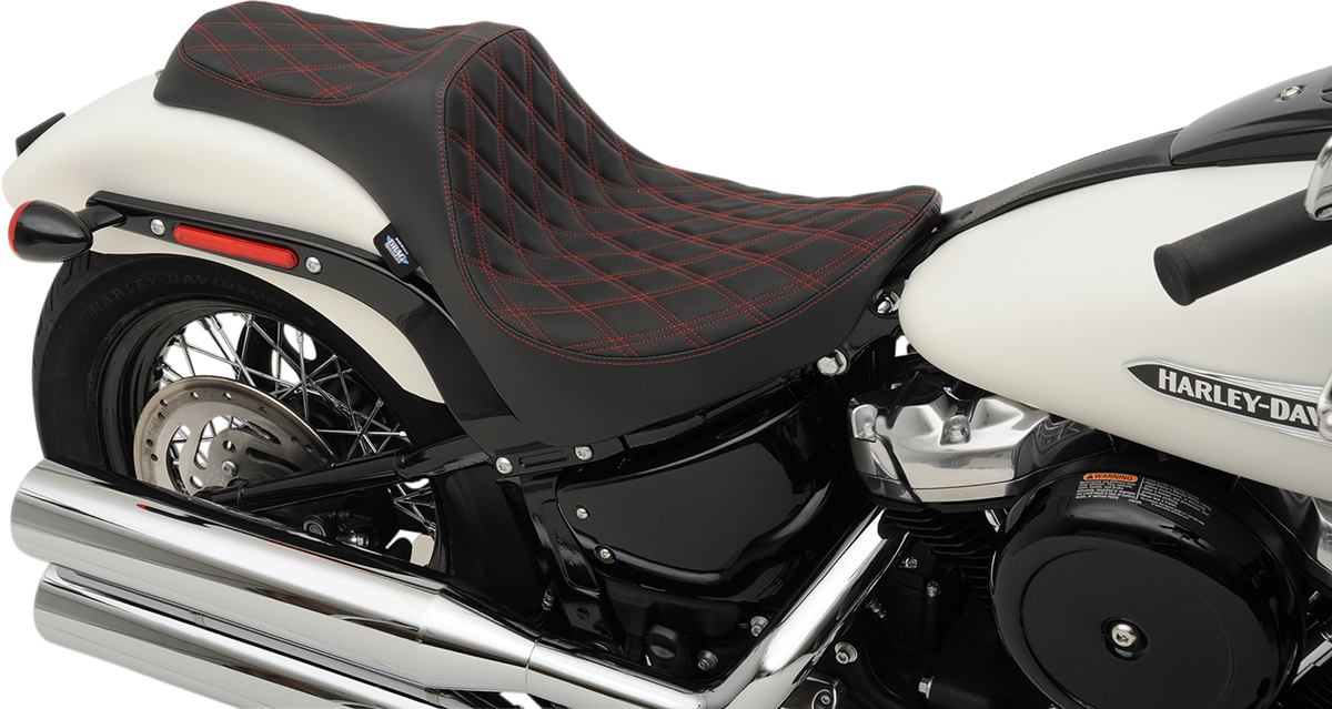 Drag Specialties Predator III Seat – Double Diamond – Red Stitching – FL/FX '18-'23 – view 4