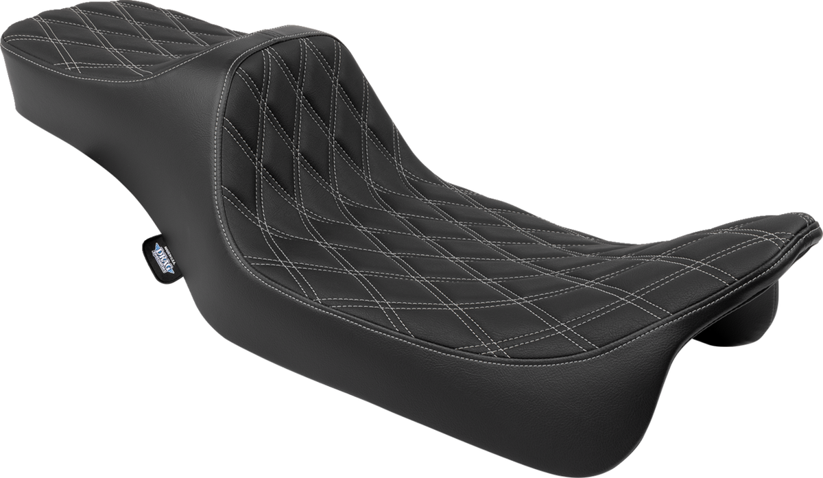 Drag Specialties Predator III Seat – Extended Reach – Double Diamnd – Silver Stitching – FLH/FLT '08-'24