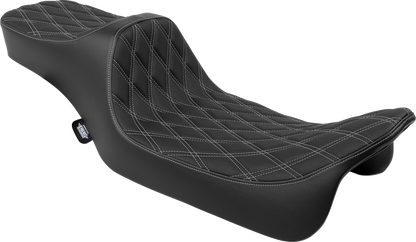 Drag Specialties Predator III Seat – Extended Reach – Double Diamnd – Silver Stitching – FLH/FLT '08-'24