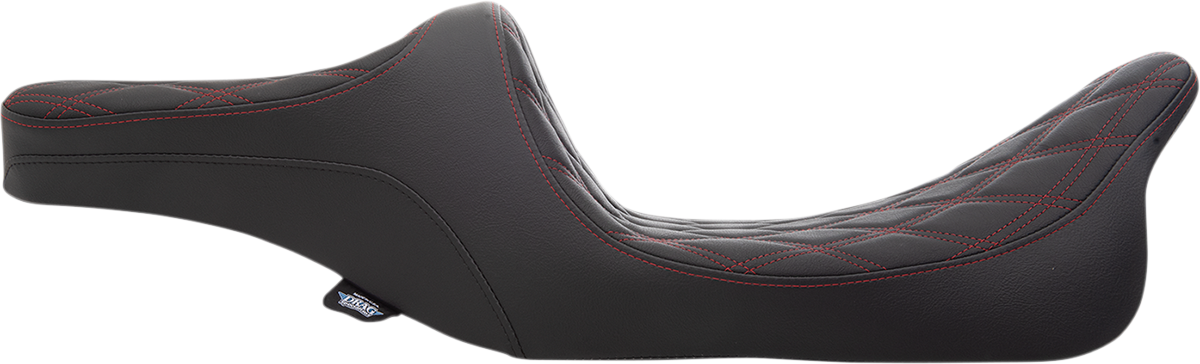 Drag Specialties Predator III 2-Up Seat – Double Diamond – Red Thread – FL '99-'07 – view 2