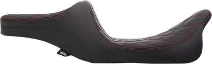 Drag Specialties Predator III 2-Up Seat – Double Diamond – Red Thread – FL '99-'07 – view 2
