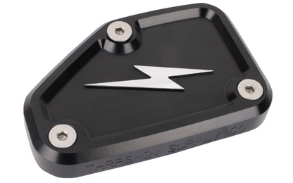 Thrashin Supply Co. Master Cylinder Cover – Front Brake – Black/Twice-Cut – for Harley-Davidson Touring (2024–2025)