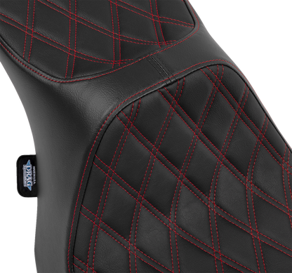 Drag Specialties Predator III 2-Up Seat – Vinyl – Double Diamond – Red Stitching – FLT/FLH '23-'24 – view 4