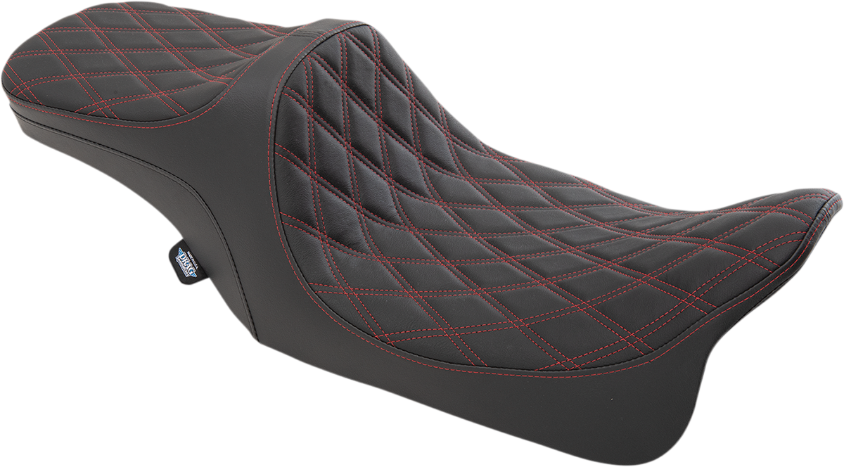 Drag Specialties Predator III 2-Up Seat – Double Diamond – Red Thread – FL '99-'07