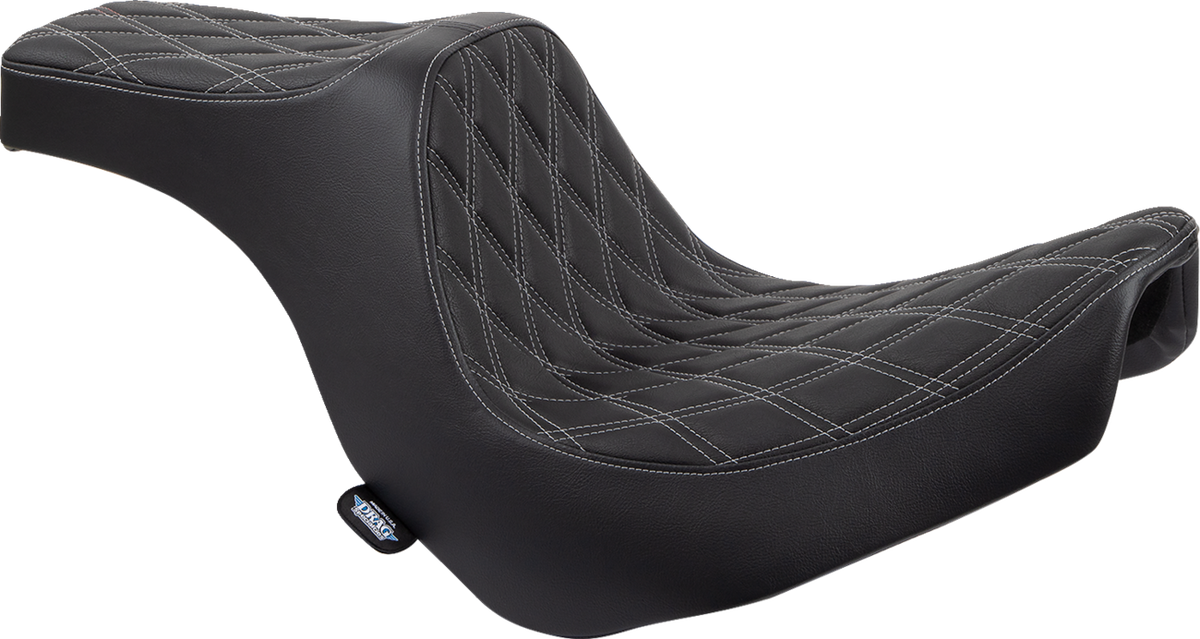 Drag Specialties Predator III 2-Up Seat – Vinyl – Double Diamond – Silver Stitching – FL/FX '18-'24