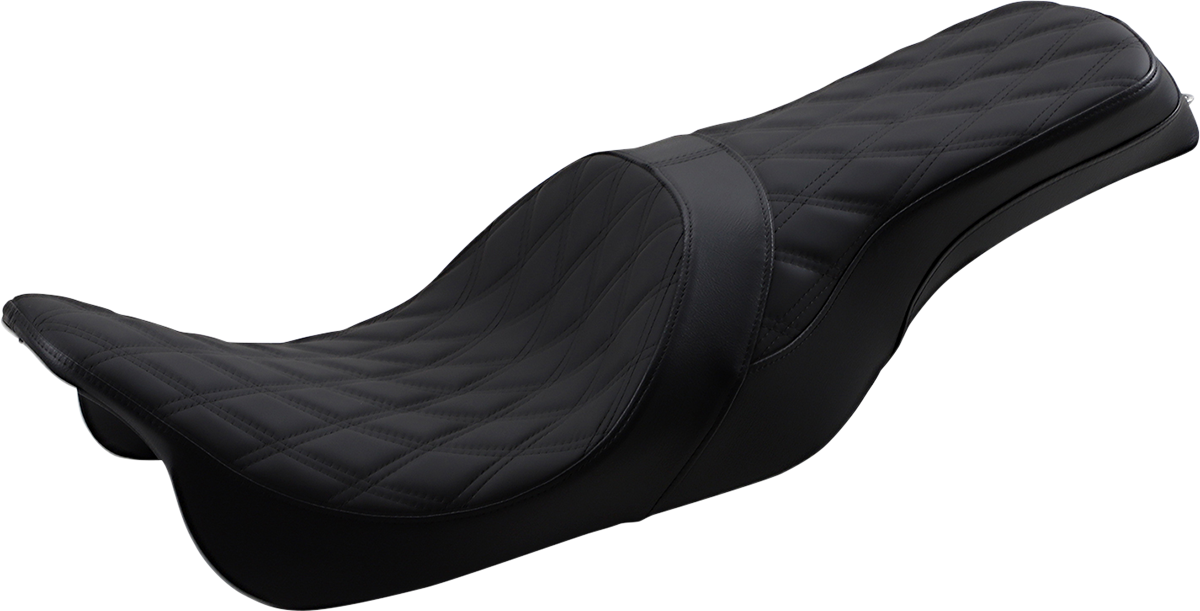 Drag Specialties Forward Positioned Predator 2-Up Seat – Double Diamond – Black Stitching – FL '08-'23
