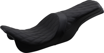 Drag Specialties Forward Positioned Predator 2-Up Seat – Double Diamond – Black Stitching – FL '08-'23