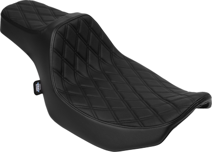 Drag Specialties Extended Reach Predator III Seat – Vinyl – Black Double Diamond Stitch – FLH/FLT '23-'25