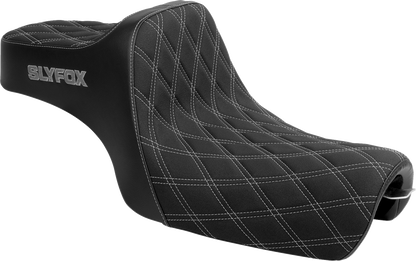 Slyfox High Noon Seat – Double Diamond – Silver Logo – Silver Stitch – XL '04-'22