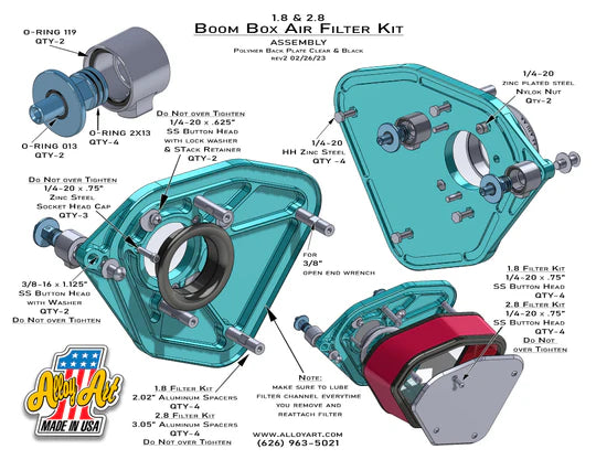 Kit de filtre à air Alloy Art Boom Box pour moteurs M8