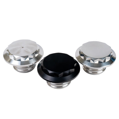 12 Point Billet Aluminum Gas Cap – Vented & Non-Vented Options (Machined or Black Finish)