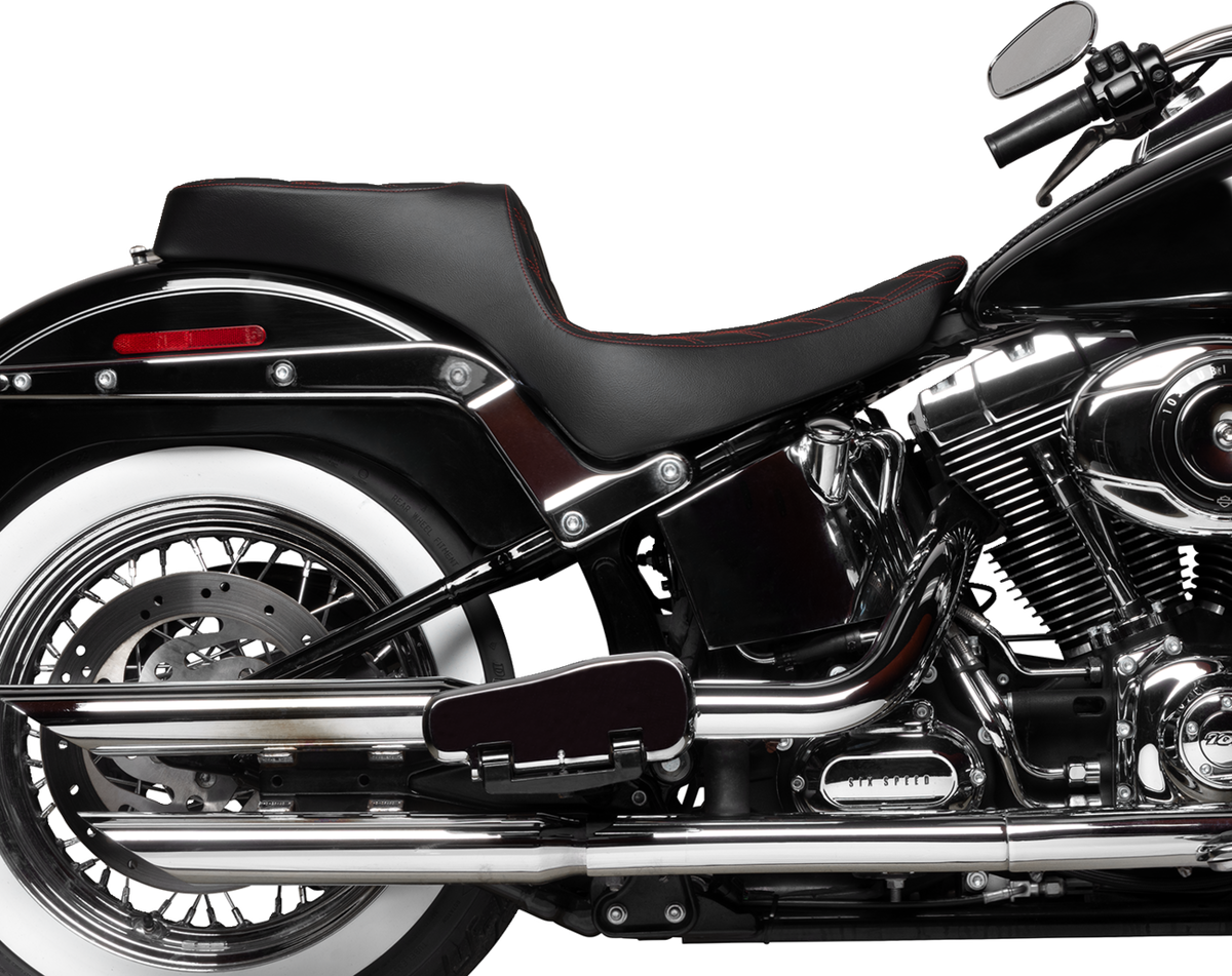 Drag Specialties Performance Predator 2-Up Seat – Vinyl – Double Diamond – Red Thread – FL '00-'17 – view 2