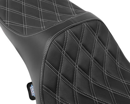 Drag Specialties Predator III Seat – Extended Reach – Double Diamnd – Silver Stitching – FLH/FLT '08-'24 – view 4