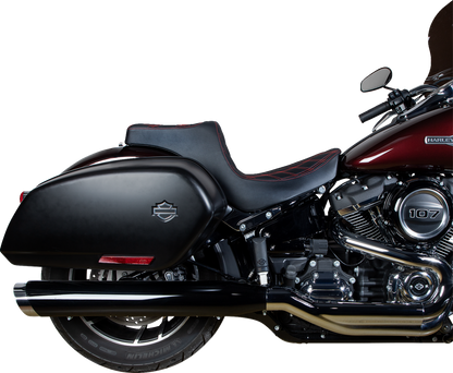 Drag Specialties Predator III 2-Up Seat – Vinyl – Double Diamond – Red Stitching – FL/FX '18-'24 – view 3