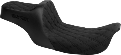 Slyfox High Noon Seat – Double Diamond – Black Logo – Black Stitch – FLH/FLT '97-'07
