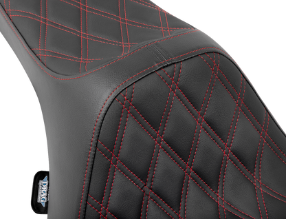 Drag Specialties Predator III Seat – Double Diamond – Red Stitched – FLT/FLH '23-'24 – view 4