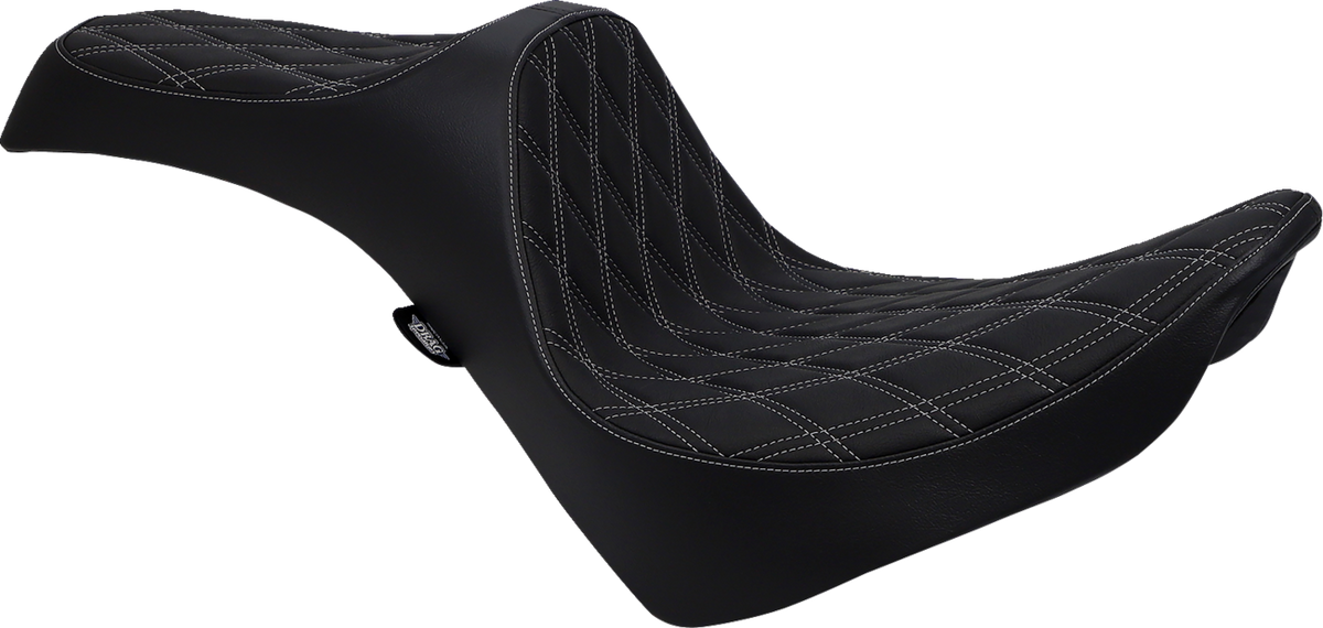 Drag Specialties Predator III Seat – Double Diamond – Silver Stitching – FL/FX '18-'23