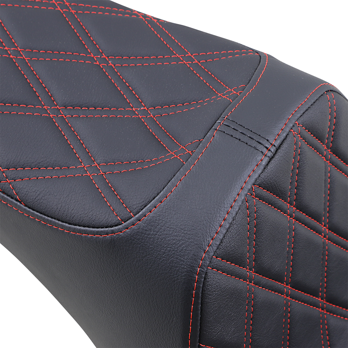 Drag Specialties Predator III 2-Up Seat – Vinyl – Double Diamond – Red Stitching – Softail '06-'17 – view 2