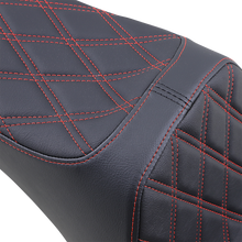Drag Specialties Predator III 2-Up Seat – Vinyl – Double Diamond – Red Stitching – Softail '06-'17 – view 2