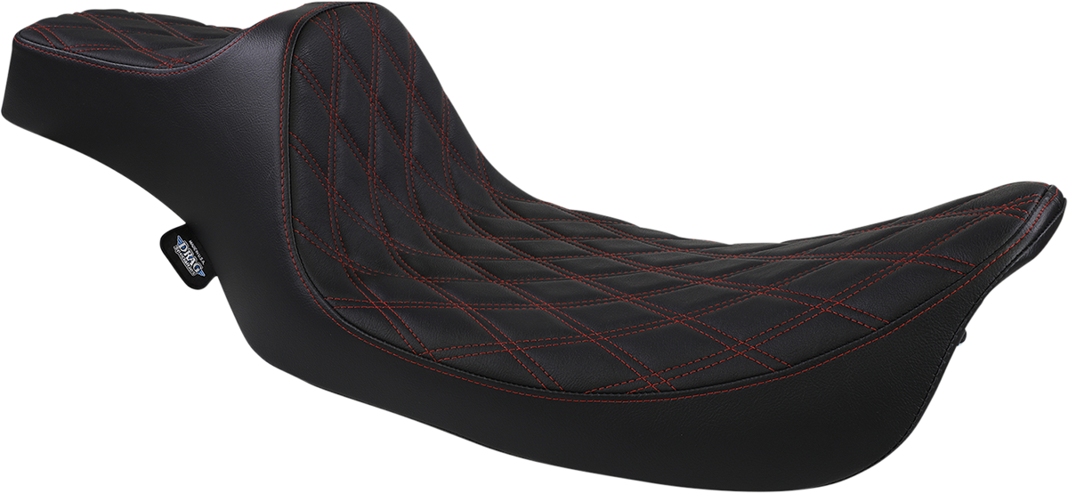 Drag Specialties Extended Reach Predator III Seat – Double Diamond – Black w/ Red Stitching – FL '99-'07