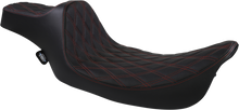 Drag Specialties Extended Reach Predator III Seat – Double Diamond – Black w/ Red Stitching – FL '99-'07