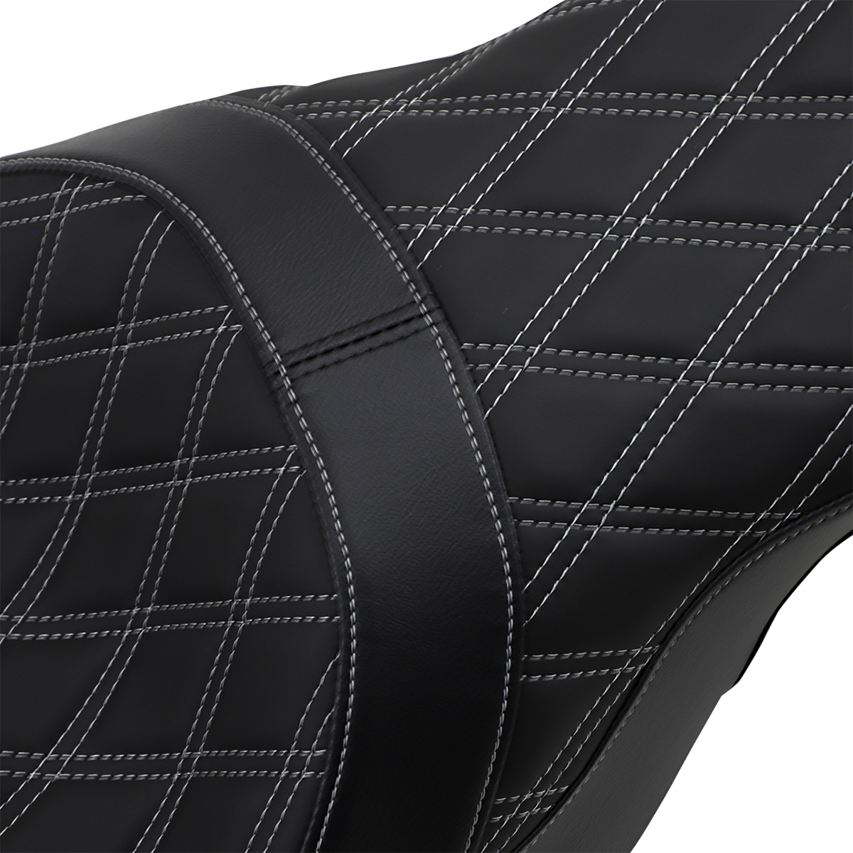 Drag Specialties Forward Positioned Predator 2-Up Seat – Double Diamond – Silver Stitched – FL '08-'23 – view 2