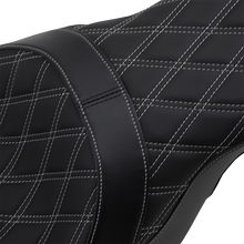 Drag Specialties Forward Positioned Predator 2-Up Seat – Double Diamond – Silver Stitched – FL '08-'23 – view 2