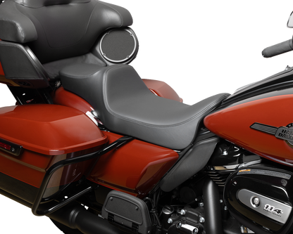 Drag Specialties Predator III Seat – Extended Reach – Smooth – Black Solar Leather – FLH/FLT '08-'24 – view 2