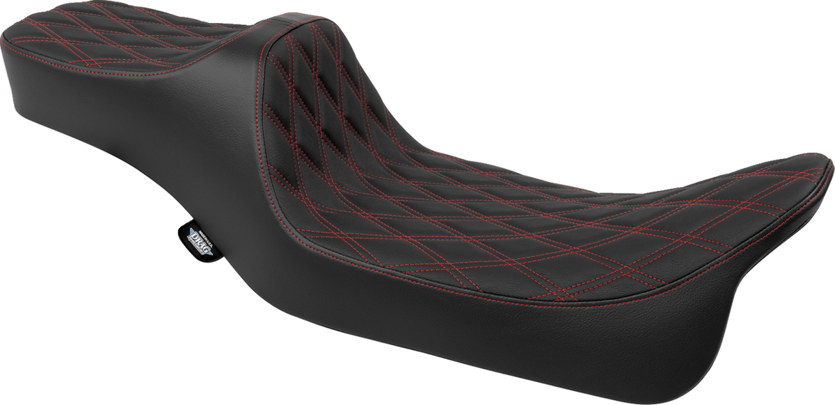 Drag Specialties Predator III Seat – Extended Reach – Double Diamnd – Red Stitching – FLH/FLT '08-'24