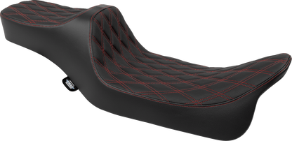 Drag Specialties Predator III Seat – Extended Reach – Double Diamnd – Red Stitching – FLH/FLT '08-'24