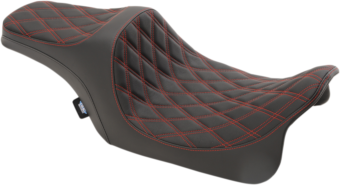 Drag Specialties Predator III Seat – Double Diamond – Red Stitched – FL '08-'23