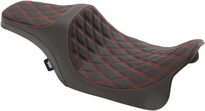Drag Specialties Predator III Seat – Double Diamond – Red Stitched – FL '08-'23