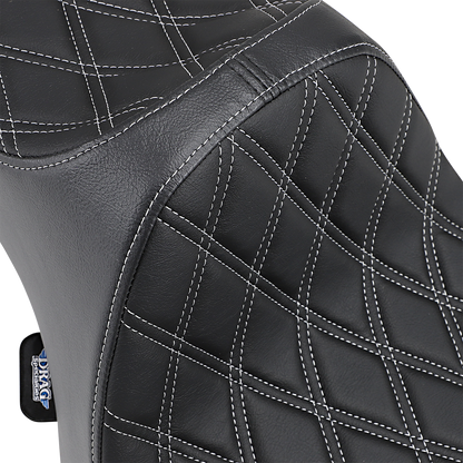 Drag Specialties Predator III Seat – Double Diamond – Silver Stitching – XL '04-'22 – view 2