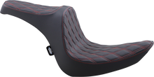 Drag Specialties Predator III 2-Up Seat – Vinyl – Double Diamond – Red Stitching – Softail '06-'17