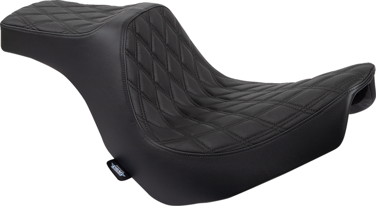 Drag Specialties Predator III 2-Up Seat – Vinyl – Double Diamond – Black Stitching – FL/FX '18-'24