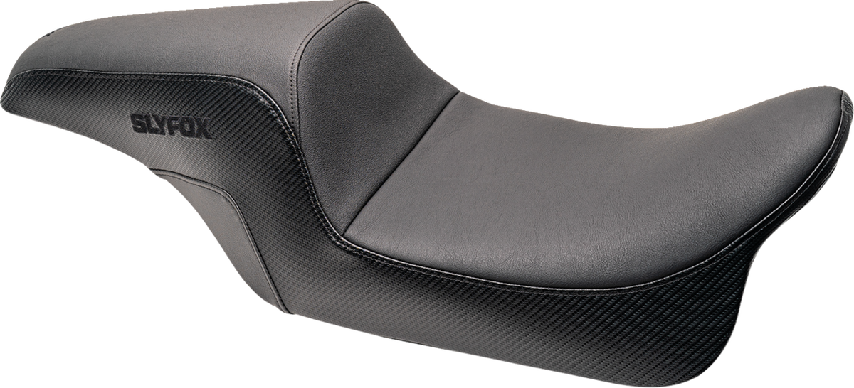 Slyfox Drifter Seat – Black Logo – Smooth Vinyl – Carbon Fiber – FL '08-'23