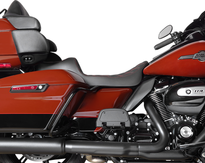 Drag Specialties Predator III Seat – Extended Reach – Double Diamnd – Red Stitching – FLH/FLT '08-'24 – view 4