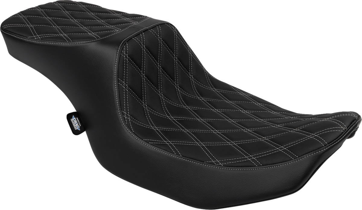 Drag Specialties Predator 2-Up Seat – Vinyl – Double Diamond Silver Stitch – w/o Backrest – FLTR/FLHX '23-'24