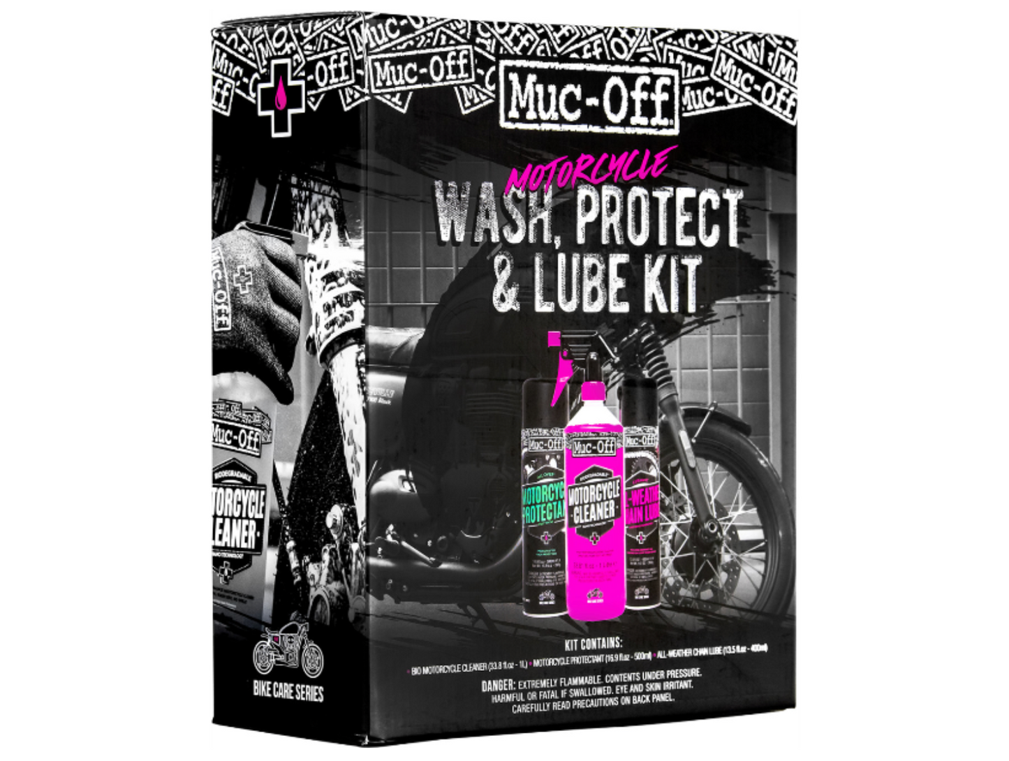 Muc-Off Motorcycle Wash, Protect & Lube Kit – Complete 3-in-1 Cleaning System