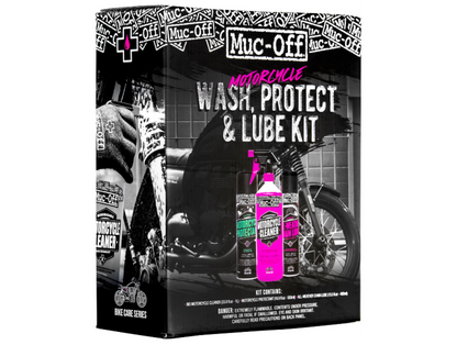 Muc-Off Motorcycle Wash, Protect & Lube Kit – Complete 3-in-1 Cleaning System