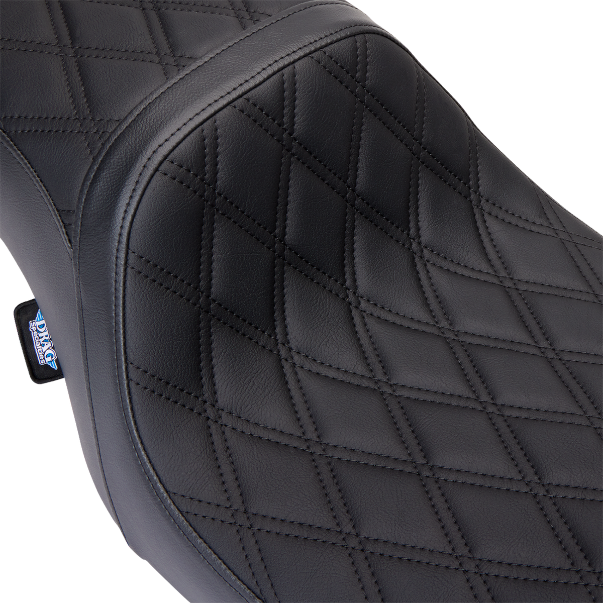 Drag Specialties Predator 2-Up Seat – Vinyl – Double Diamond Black Stitch – w/o Backrest – FL '08-'23 – view 2